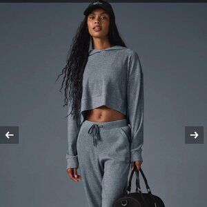 ALO Yoga Muse Hoodie & Jogger Blue/Grey Medium